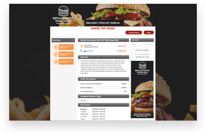 Burger Restaurant Website Template Bold – MenuDrive – Restaurant Online ...